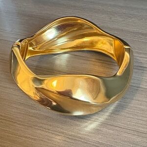 J Crew Gold Tone Sculptural Hinged Bracelet